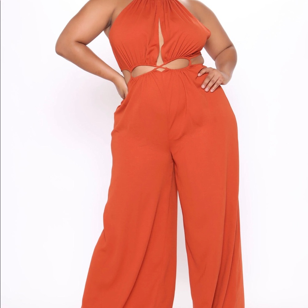 Fashion Nova Bora Bora Babe Jumpsuit- Rust